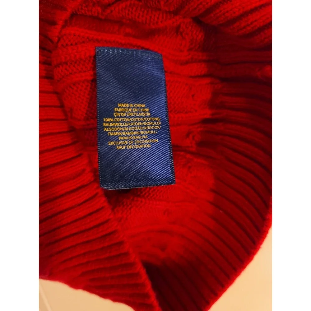 POLO By Ralph Lauren Size 4 Toddler Boys Red Sweater Vest Cotton & Blue Pony